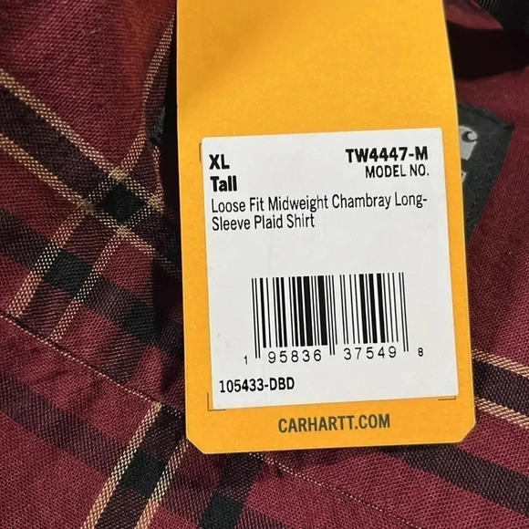 New! Carhartt plaid shirt size XL tall - Picture 7 of 16